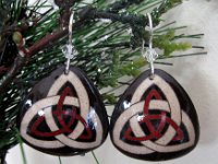 Triqueta Celtic Earrings Pysanky Eggshell Jewelry by So Jeo : pysanky pysanka ukrainian easter egg batik art eggshell jewelry pendants earrings drop dangle etched flowers gift women accessories accessory pendant necklace bail crystal finding sterling silver filled sojeo flowers celtic purple white red pink brown green purple orange cream burgundy magenta teal turqoise crows crow blue black so jeo art handmade